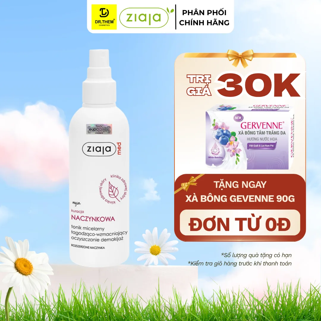 Nước Cân Bằng Dạng Xịt Ziaja Med Kuracja Naczynkowa Tonik Micelarny B5 Làm Dịu Da Giảm Mẩn Đỏ Cho Da Nhạy Cảm 200ml