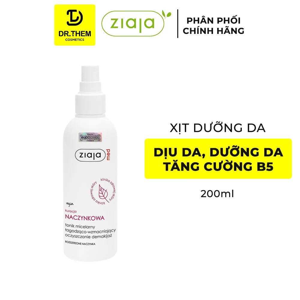 Nước Cân Bằng Dạng Xịt Ziaja Med Kuracja Naczynkowa Tonik Micelarny B5 Làm Dịu Da Giảm Mẩn Đỏ Cho Da Nhạy Cảm 200ml 2