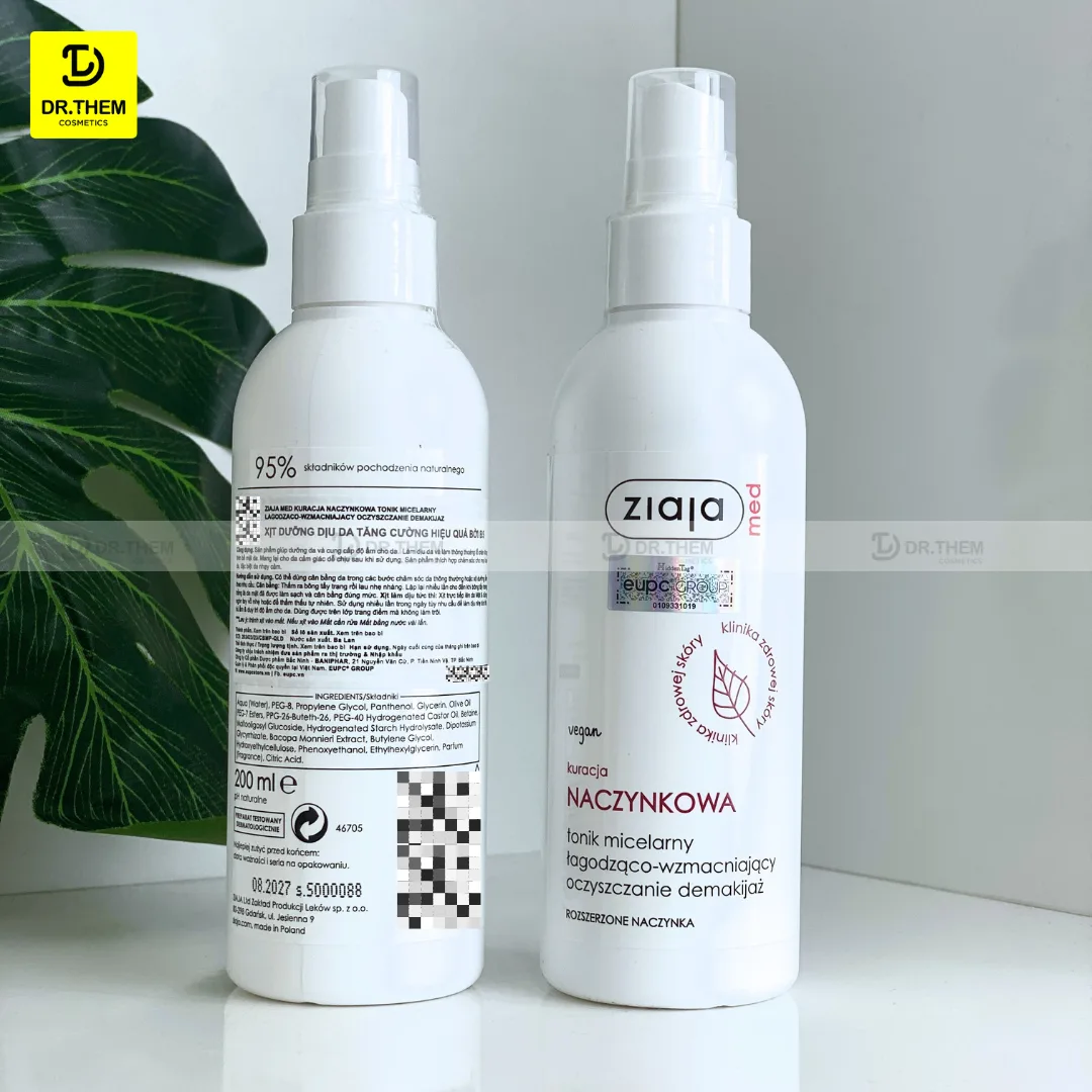 Nước Cân Bằng Dạng Xịt Ziaja Med Kuracja Naczynkowa Tonik Micelarny B5 Làm Dịu Da Giảm Mẩn Đỏ Cho Da Nhạy Cảm 200ml 6
