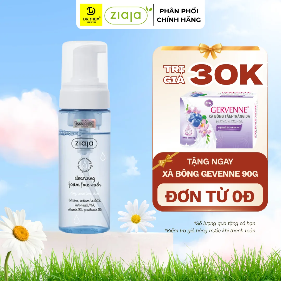 Sữa Rửa Mặt Tạo Bọt Ziaja Cleansing Foam Face Wash Dry Sensitive Skin Dịu Nhẹ Dưỡng Ẩm Làm Mềm Da 150ml