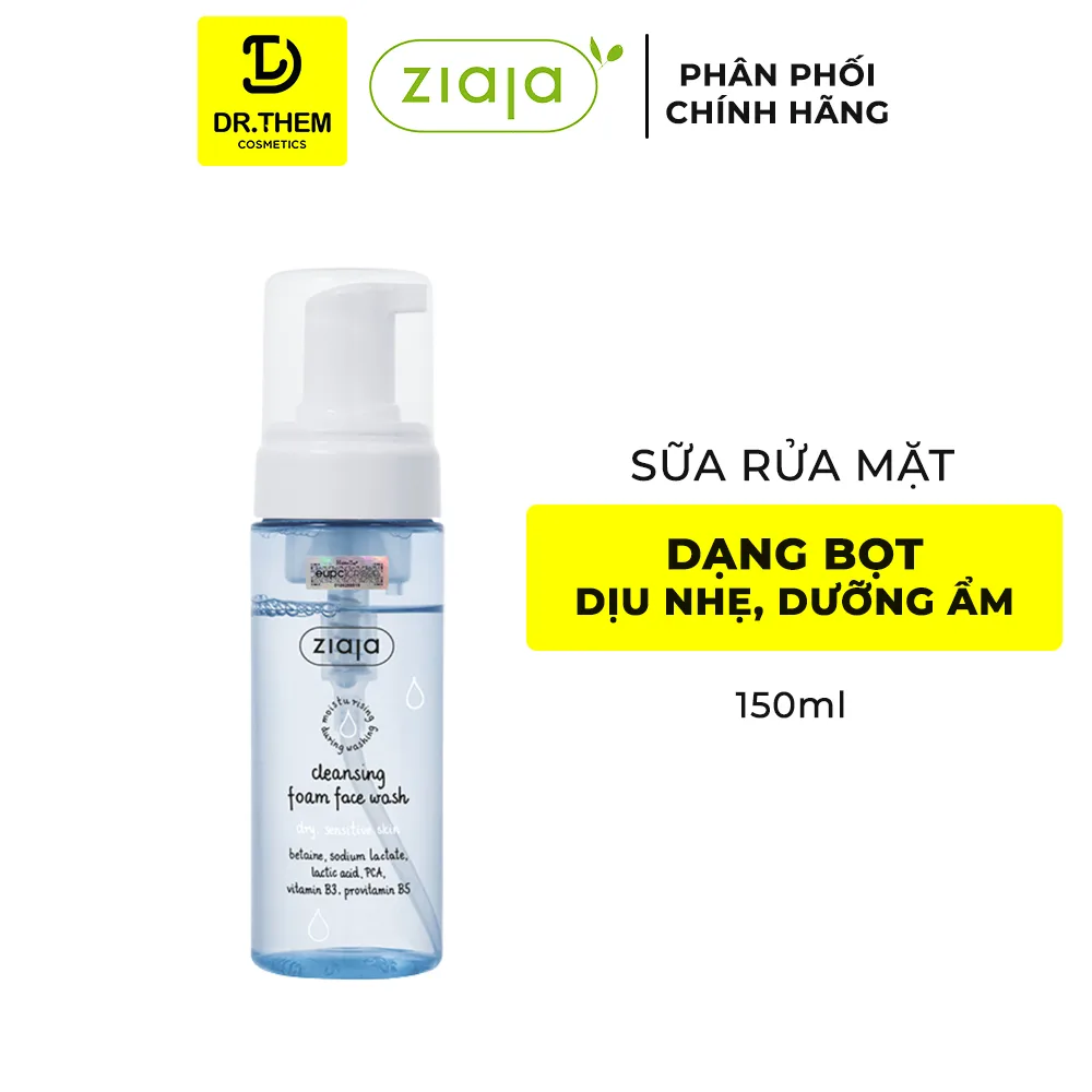 Sữa Rửa Mặt Tạo Bọt Ziaja Cleansing Foam Face Wash Dry Sensitive Skin Dịu Nhẹ Dưỡng Ẩm Làm Mềm Da 150ml 2