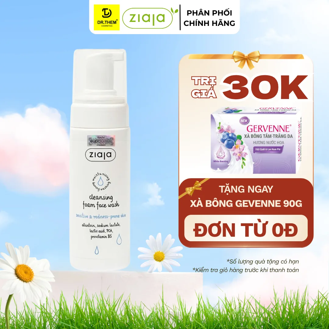 Sữa Rửa Mặt Tạo Bọt Ziaja Cleansing Foam Face Wash Sensitive Redness Prone Skin Dịu Nhẹ Giảm Mẩn Đỏ 150ml