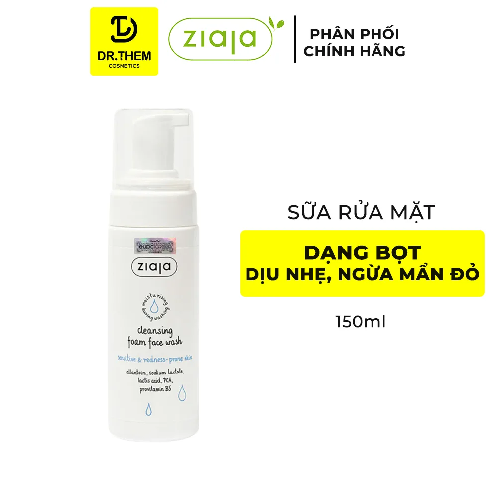 Sữa Rửa Mặt Tạo Bọt Ziaja Cleansing Foam Face Wash Sensitive Redness Prone Skin Dịu Nhẹ Giảm Mẩn Đỏ 150ml 2