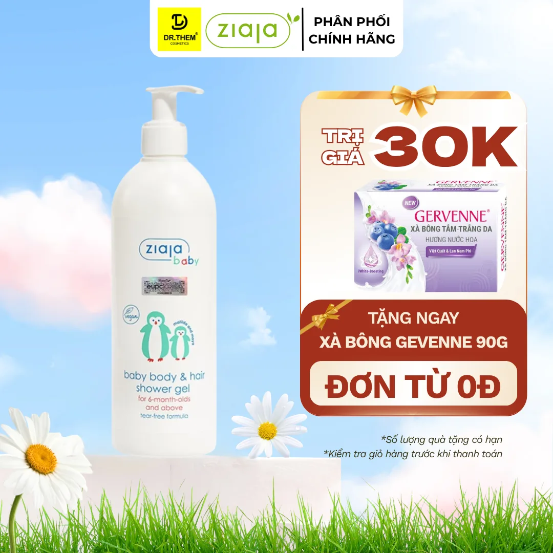 Gel Tắm Gội 2in1 Ziaja Baby Body Hair Shower Gel Dịu Nhẹ Dưỡng Ẩm Cho Trẻ Từ 6 Tháng Tuổi 400ml
