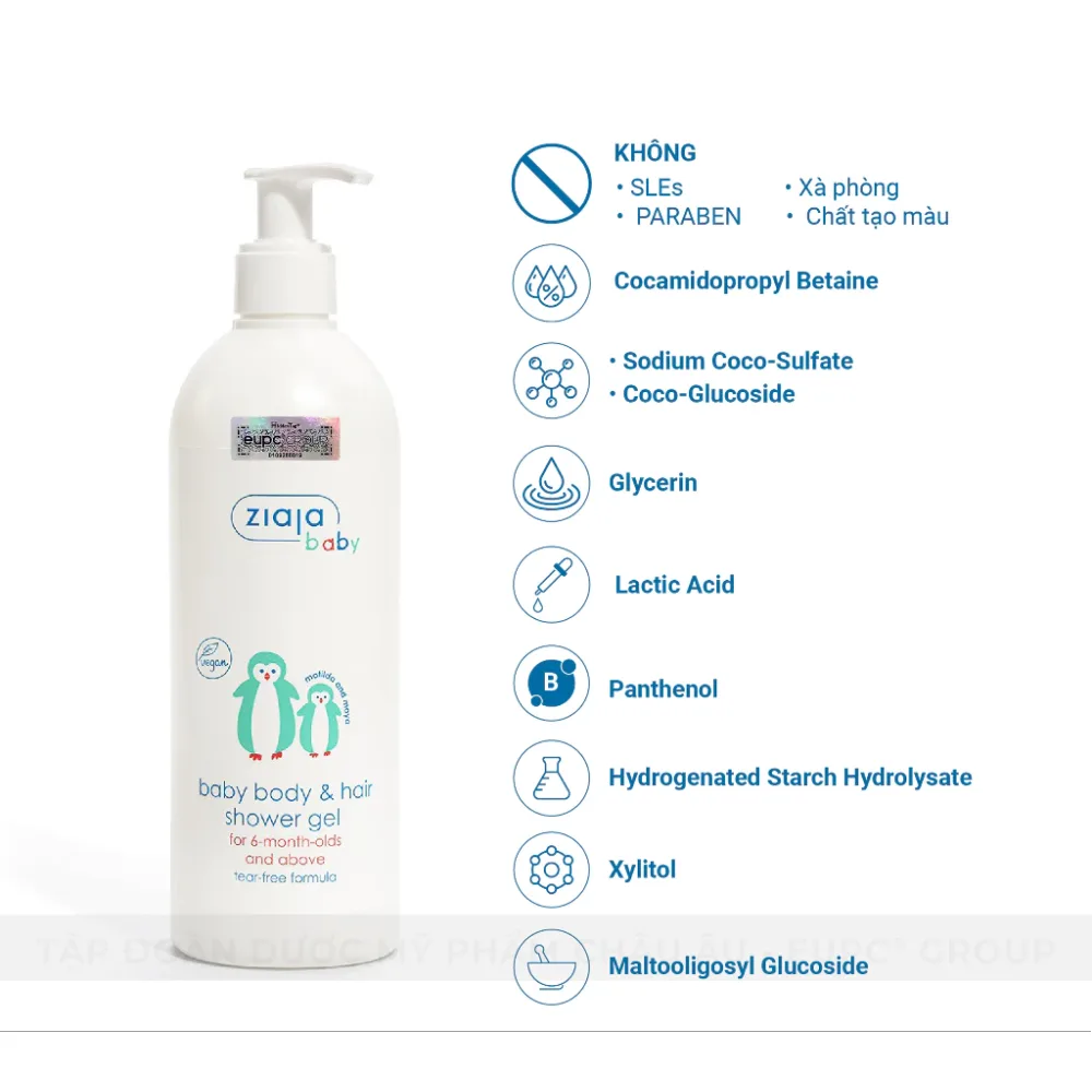 Gel Tắm Gội 2in1 Ziaja Baby Body Hair Shower Gel Dịu Nhẹ Dưỡng Ẩm Cho Trẻ Từ 6 Tháng Tuổi 400ml 5