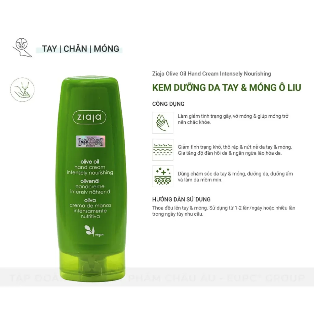 Kem Dưỡng Da Tay Và Móng Ziaja Olive Oil Hand Cream Intensely Nourishing Dưỡng Ẩm Làm Mềm Da 80ml 4