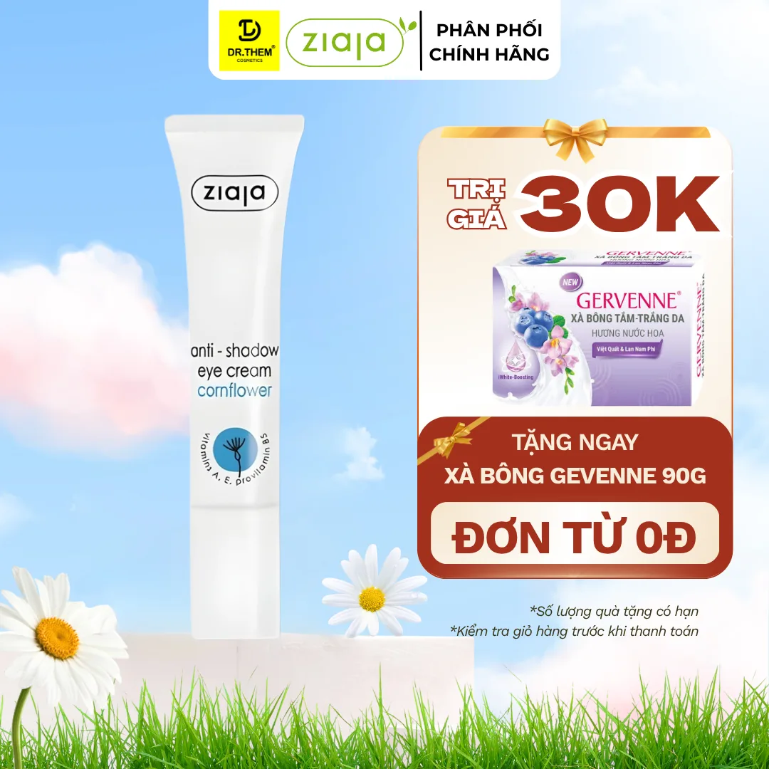 Kem Dưỡng Mắt Ziaja Anti-Shadow Eye Cream Hỗ Trợ Giảm Quầng Thâm Dưỡng Ẩm Vùng Da Quanh Mắt 15ml