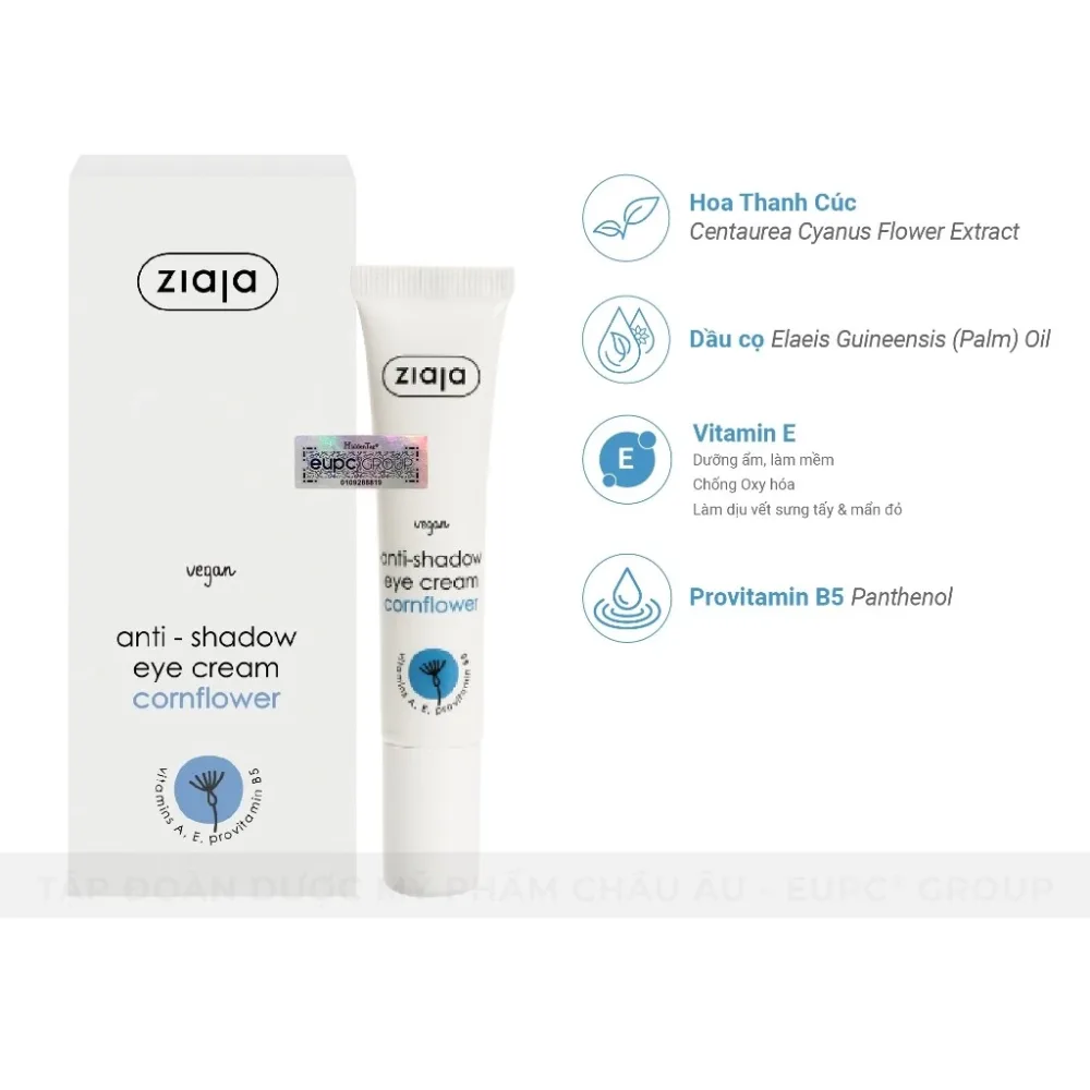 Kem Dưỡng Mắt Ziaja Anti-Shadow Eye Cream Hỗ Trợ Giảm Quầng Thâm Dưỡng Ẩm Vùng Da Quanh Mắt 15ml 5