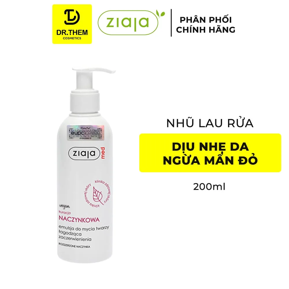 Nhũ Lau Rửa Ziaja Med Kuracja Naczynkowa Làm Sạch Dịu Nhẹ Dưỡng Ẩm Hỗ Trợ Giảm Mẩn Đỏ Cho Da Nhạy Cảm 200ml