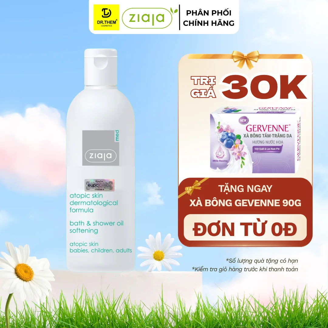 Dầu Tắm Ziaja Med Atopic Skin Bath Shower Oil Softening Dưỡng Ẩm Làm Mềm Mịn Da Cho Da Khô Nhạy Cảm 270ml