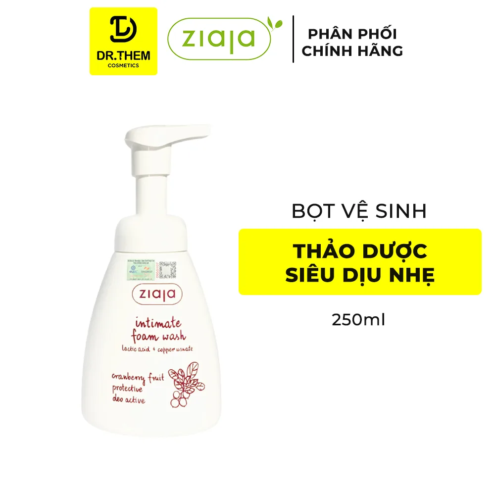 Bọt Vệ Sinh Thảo Dược Ziaja Intimate Foam Wash Cranberry Dịu Nhẹ Khử Mùi Cân Bằng pH Không Xà Phòng 250ml 2