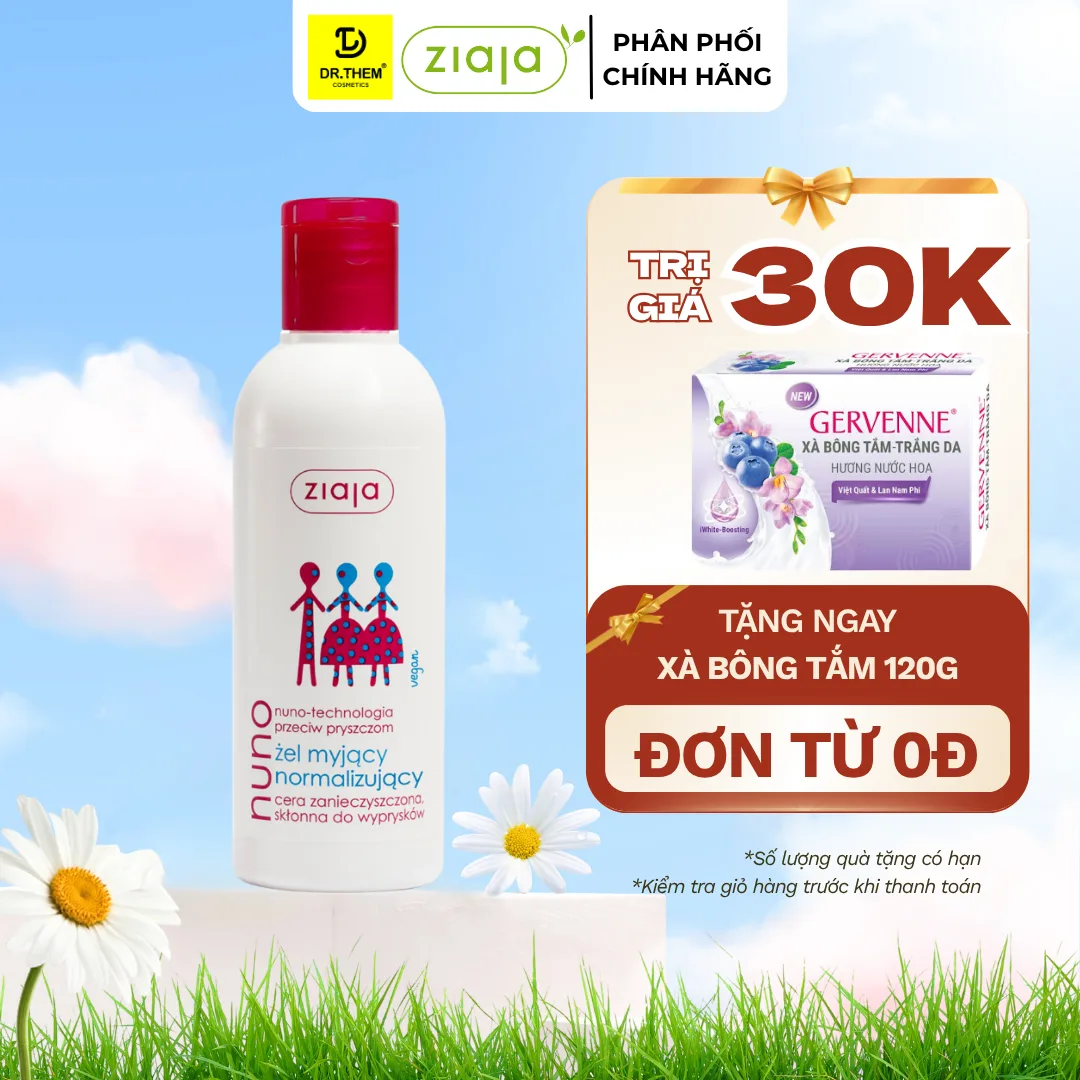 Gel Rửa Mặt Ziaja Nuno Hỗ Trợ Ngừa Mụn Giảm Dầu Thừa Làm Thông Thoáng Lỗ Chân Lông Cho Da Dầu Da Hỗn Hợp 200ml