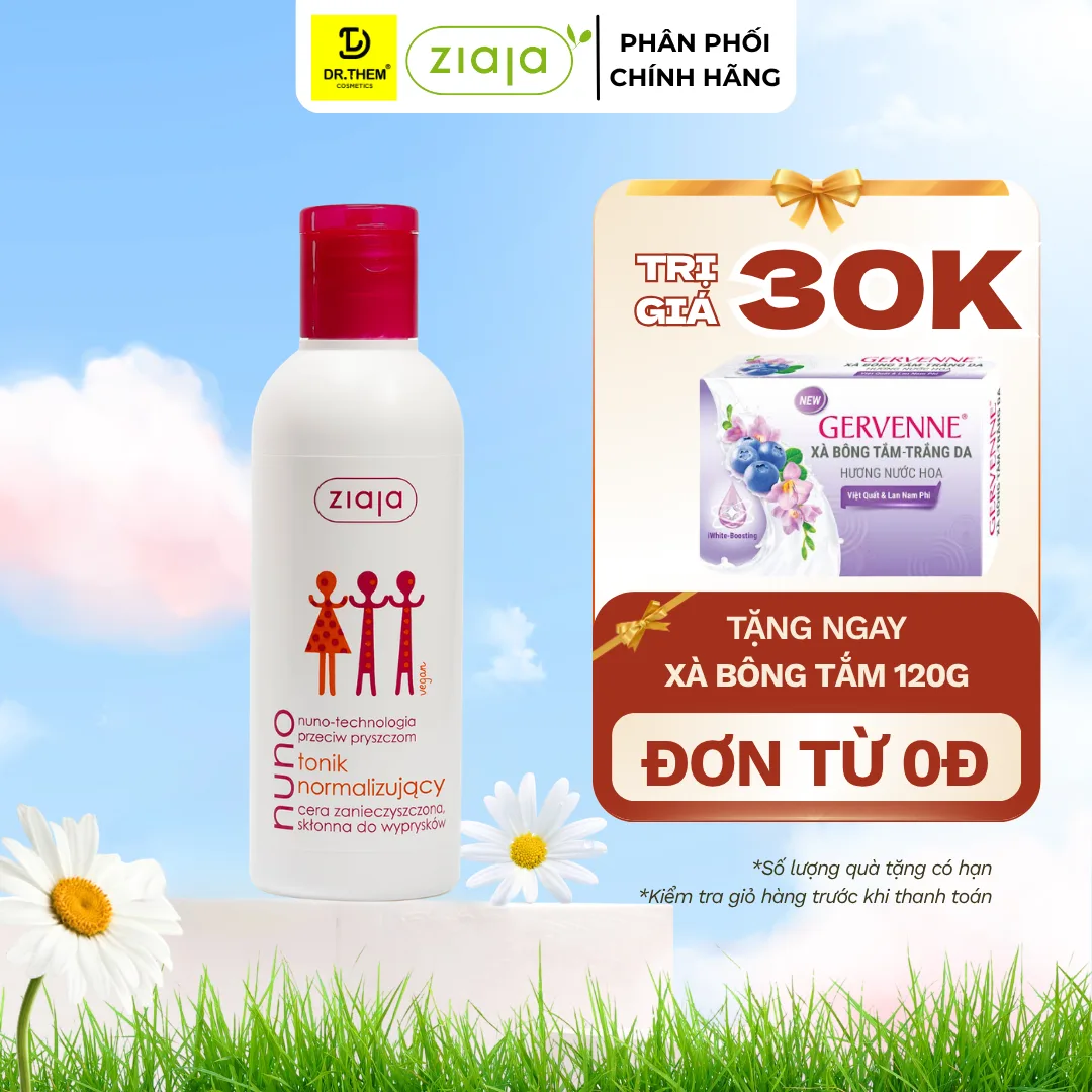 Toner Ziaja Nuno Nước Cân Bằng Cấp Ẩm Hỗ Trợ Ngừa Mụn Giảm Dầu Thừa Cho Da Dầu Da Hỗn Hợp Da Mụn 200ml