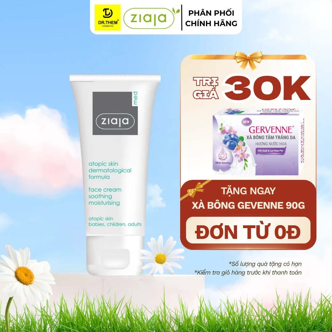 Kem Dưỡng Ziaja Med Atopic Skin Dermatological Formula Face Cream 5% Urê Dịu Nhẹ Dưỡng Ẩm Cho Da Khô 50ml