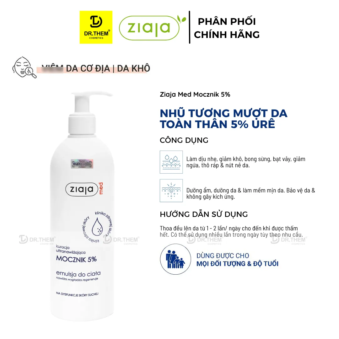 Nhũ Tương Dưỡng Ẩm Toàn Thân Ziaja Med Mocznik 5% Urea Làm Mềm Tái Tạo Da Khô Nứt Nẻ 400ml 3